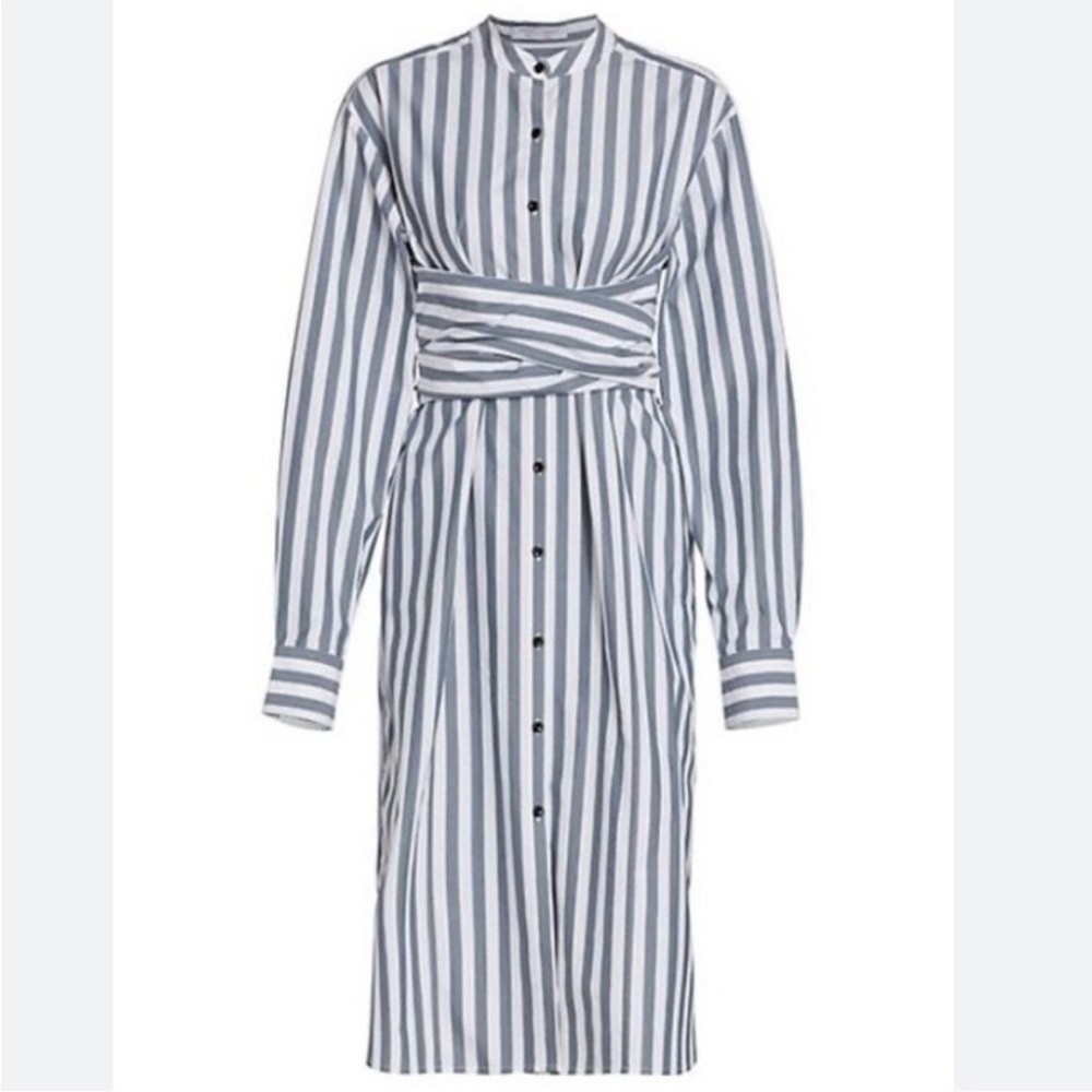 Proenza Schouler White Label Stripe Poplin Tied Shirt Dress